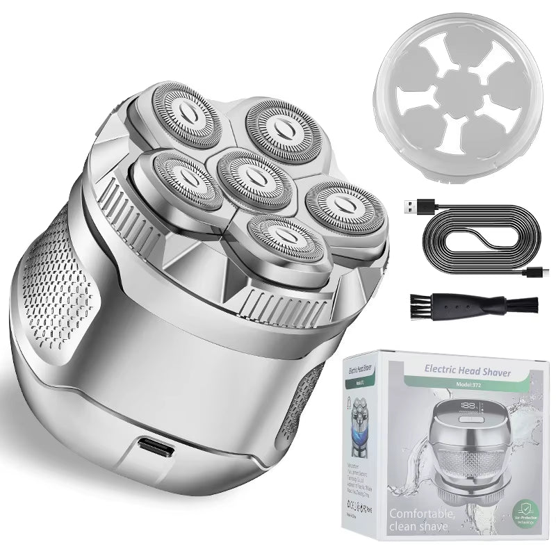 New Bald Men'S Titanium Electric Hair Clipper Razor 6D Magnetic Hair Trimmer Rechargeable Waterproof Facial Repairer