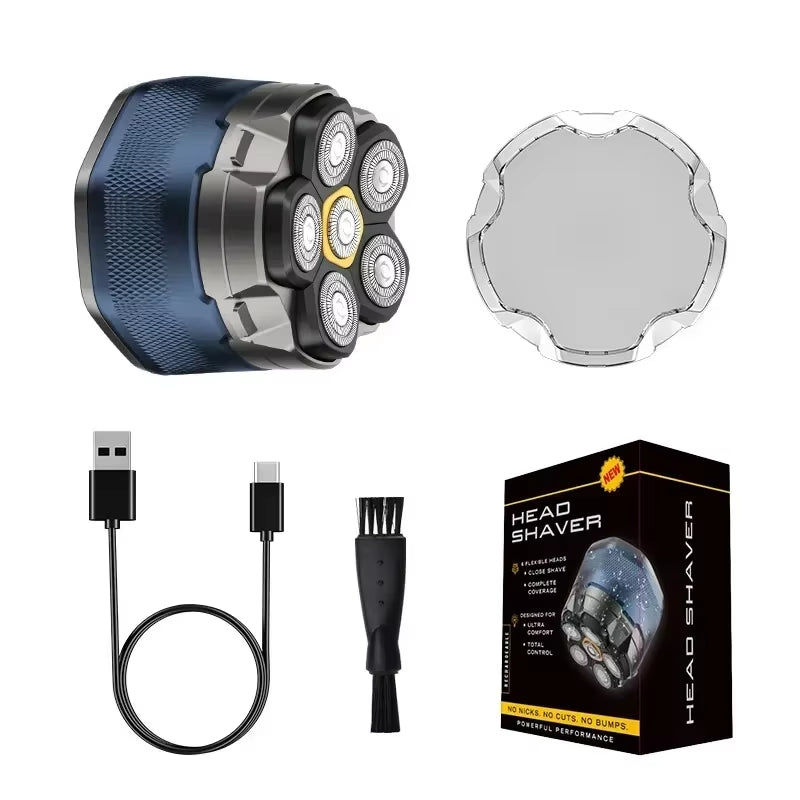 New Bald Men'S Titanium Electric Hair Clipper Razor 6D Magnetic Hair Trimmer Rechargeable Waterproof Facial Repairer