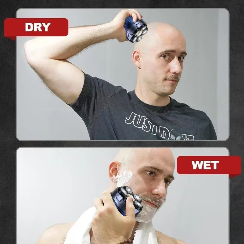 New Bald Men'S Titanium Electric Hair Clipper Razor 6D Magnetic Hair Trimmer Rechargeable Waterproof Facial Repairer